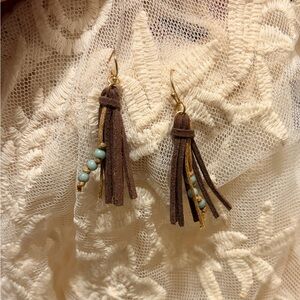 Brown and Gold Tassel Earrings